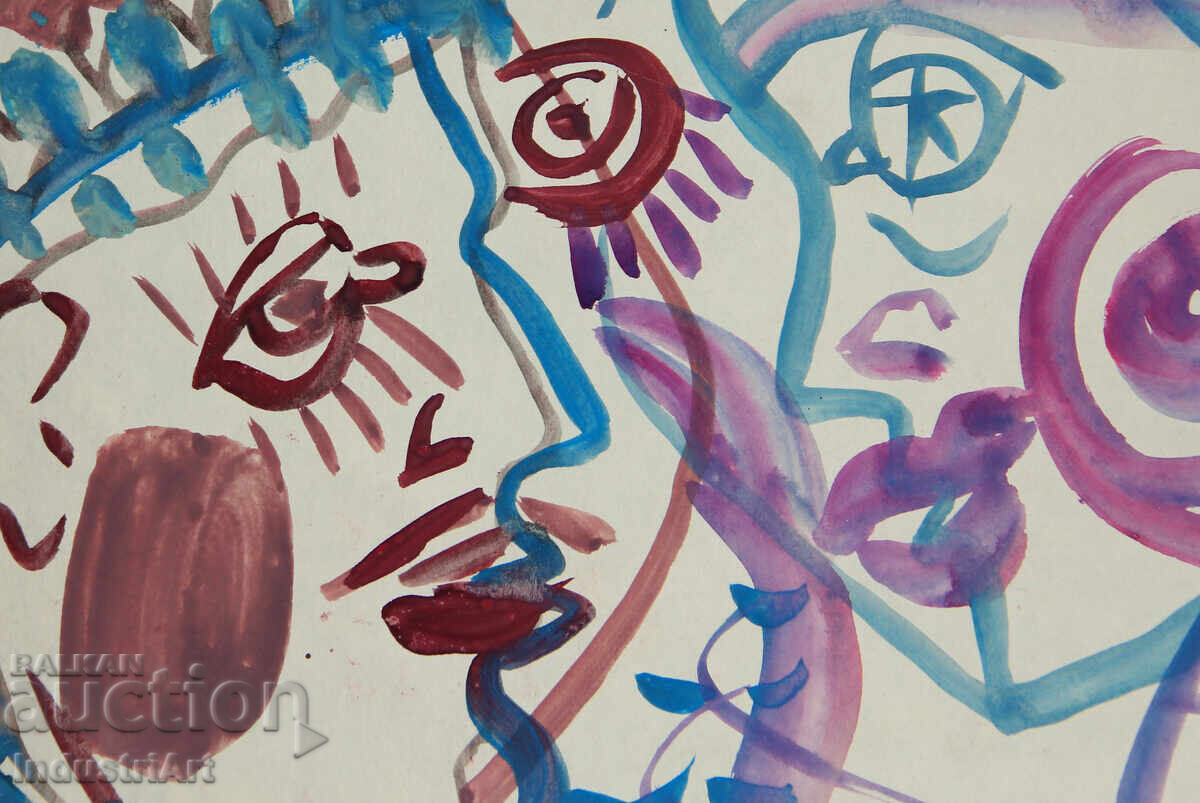 Modern art, watercolor abstract portrait couple