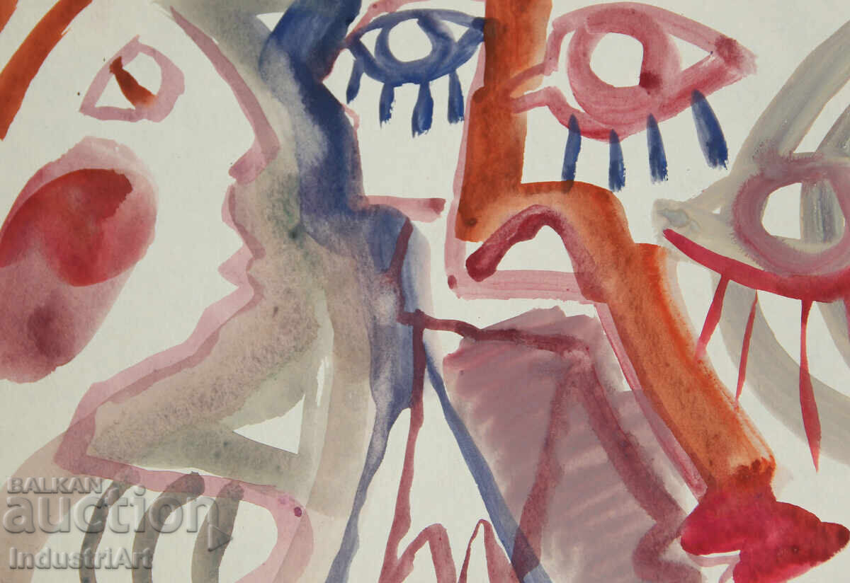 Modern art, watercolor abstract portrait couple with price 100.00 BGN | € 51.13