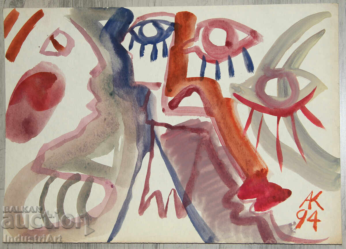 Delivery of Modern art, watercolor abstract portrait couple