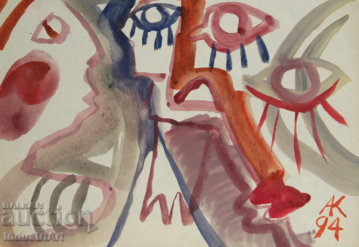 Modern art, watercolor abstract portrait couple - 6