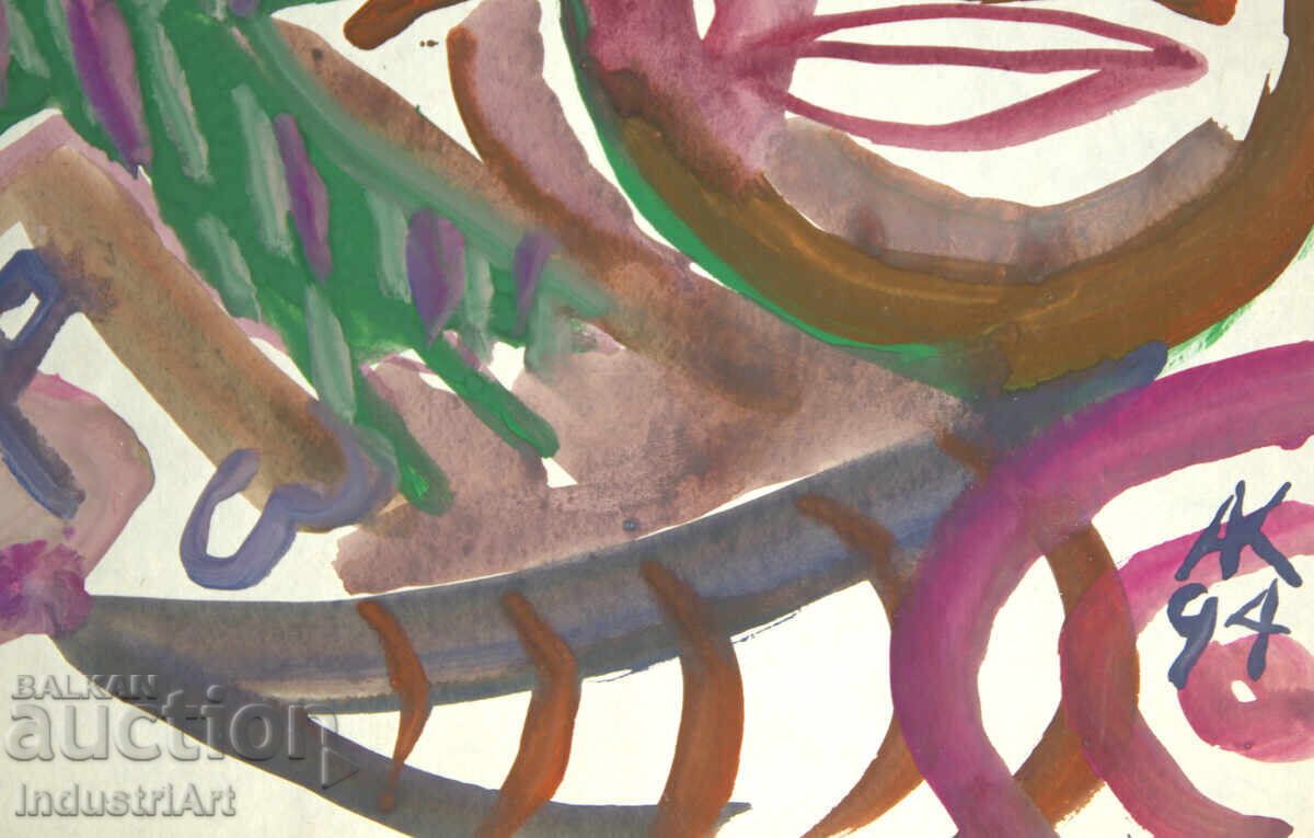 Σύγχρονη τέχνη, ακουαρέλα, αφηρημένη σύνθεση - 6