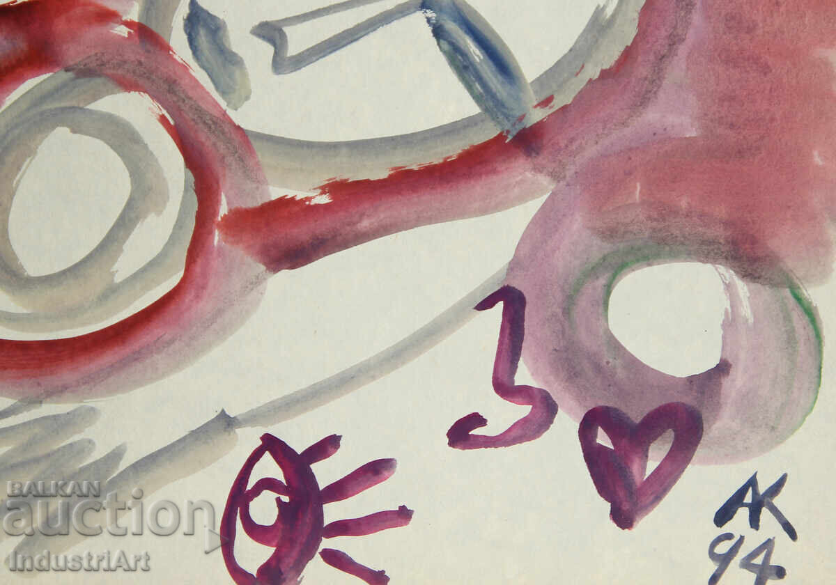 Δημοπρασία Σύγχρονη τέχνη ακουαρέλα αφηρημένη σύνθεση