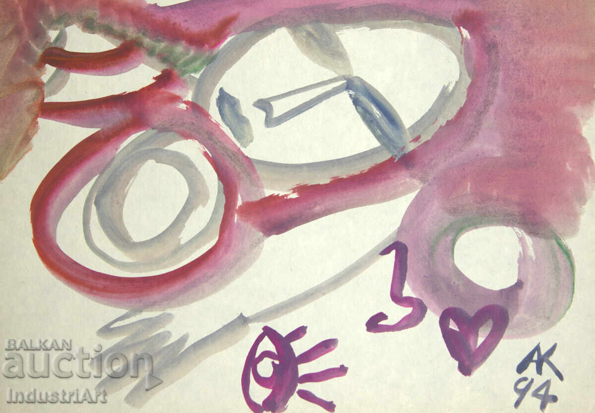 Σύγχρονη τέχνη ακουαρέλα αφηρημένη σύνθεση - 6