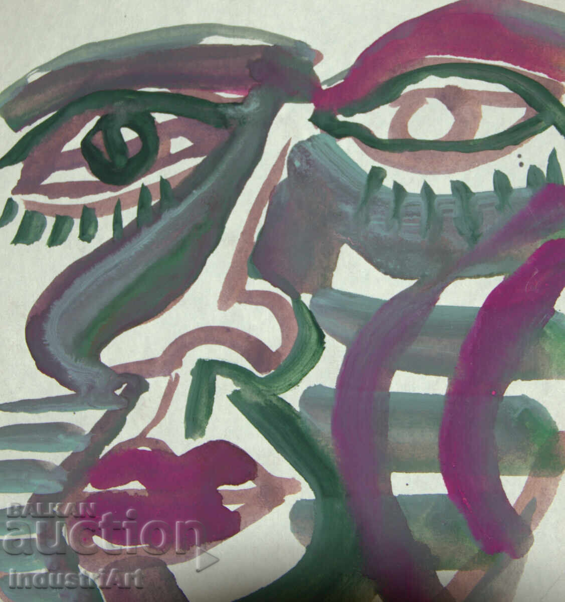 Auction  Modern Art Watercolor Abstract Portrait