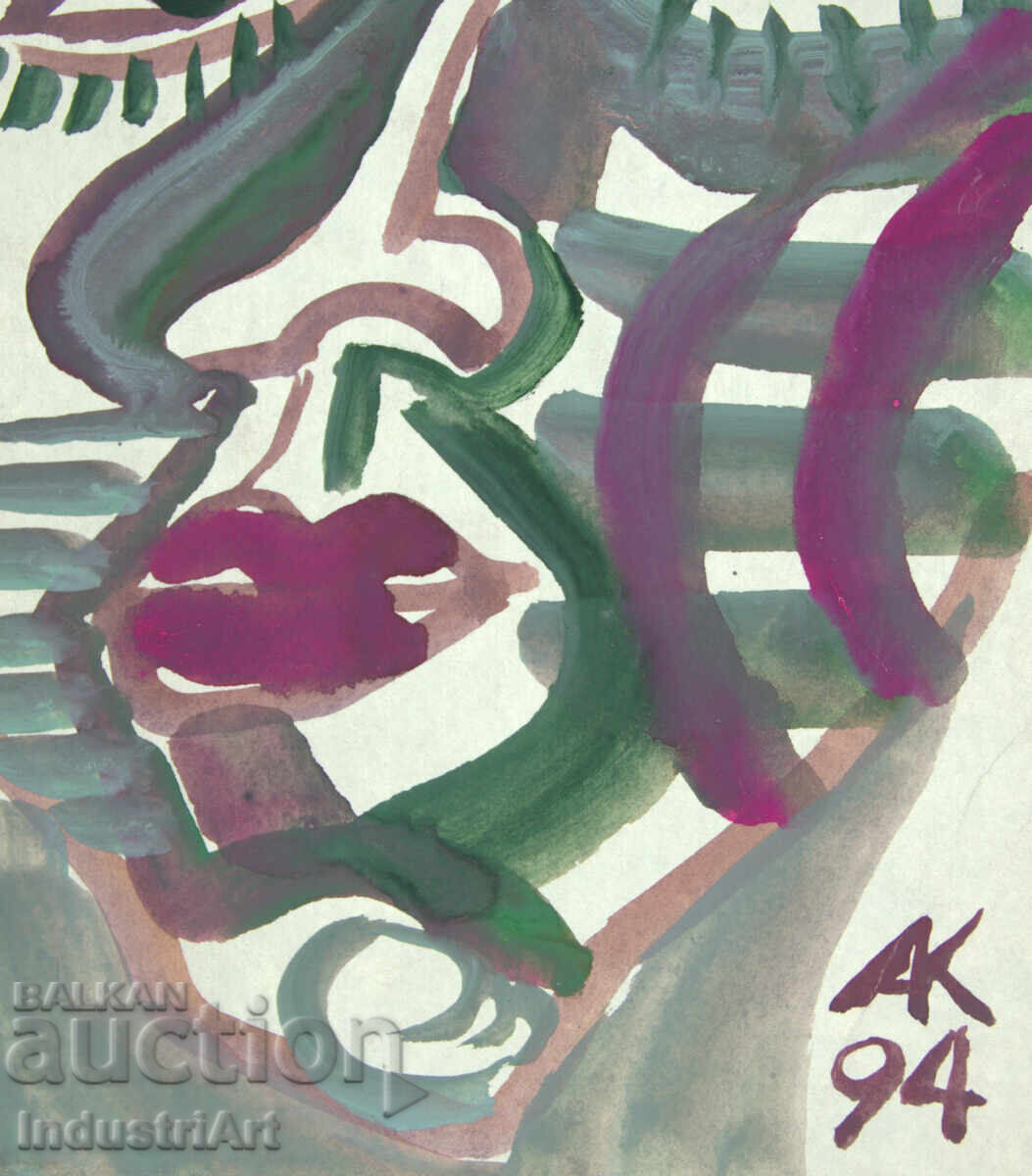 Delivery of Modern Art Watercolor Abstract Portrait