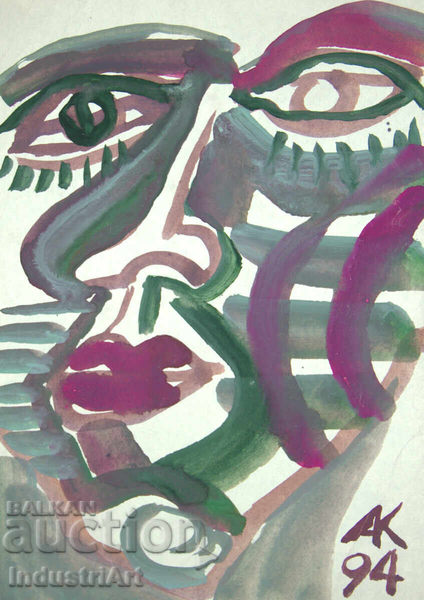 Modern Art Watercolor Abstract Portrait