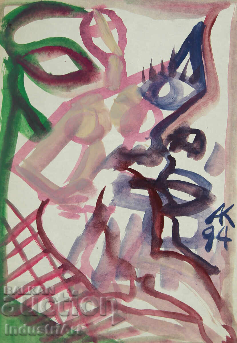 Παράδοση Μοντέρνα τέχνη ακουαρέλα αφηρημένο πορτρέτο γυμνό σώμα