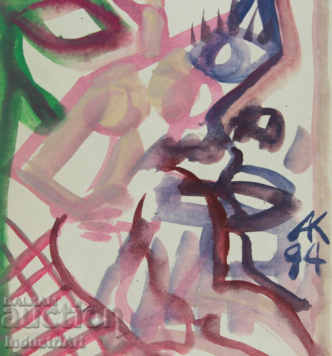 Μοντέρνα τέχνη ακουαρέλα αφηρημένο πορτρέτο γυμνό σώμα - 6