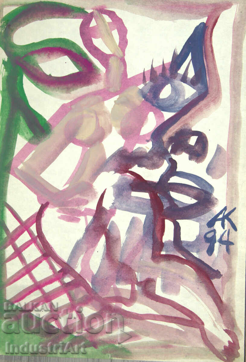 Μοντέρνα τέχνη ακουαρέλα αφηρημένο πορτρέτο γυμνό σώμα