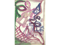 Modern art watercolor abstract portrait nude body