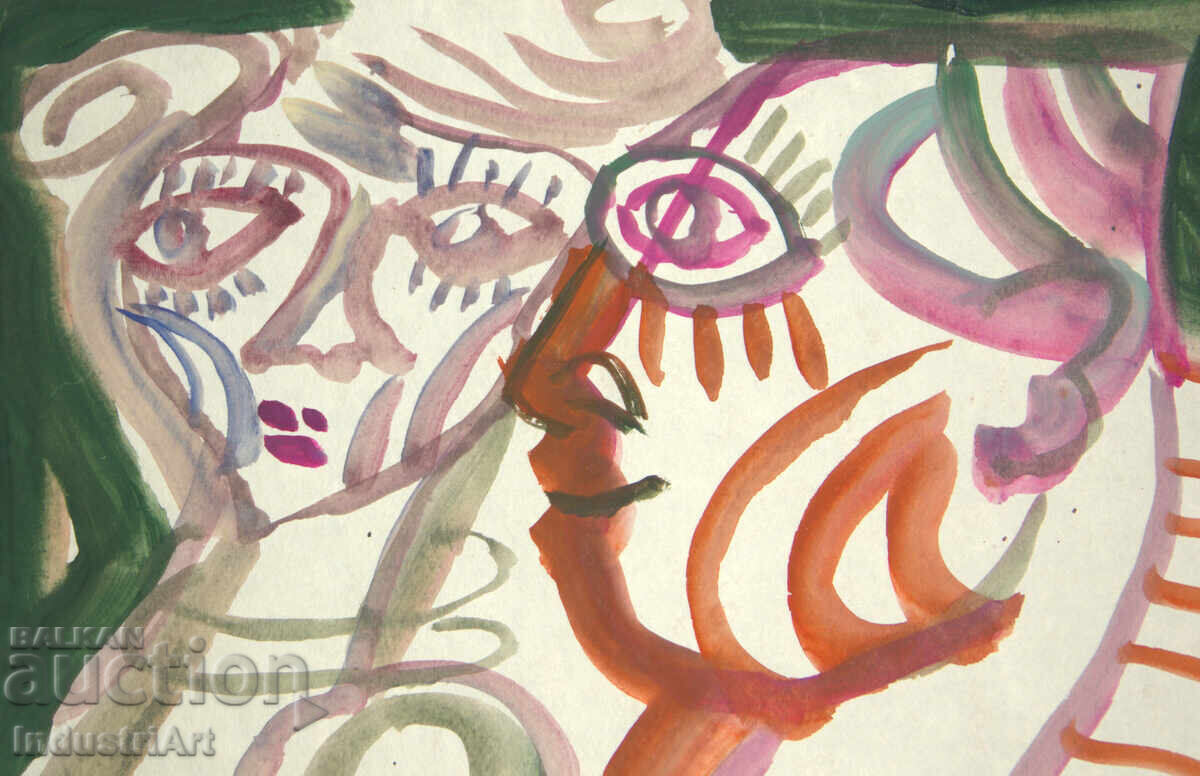 Contemporary Art Watercolor Expressionist Portrait Couple with price 100.00 BGN | € 51.13