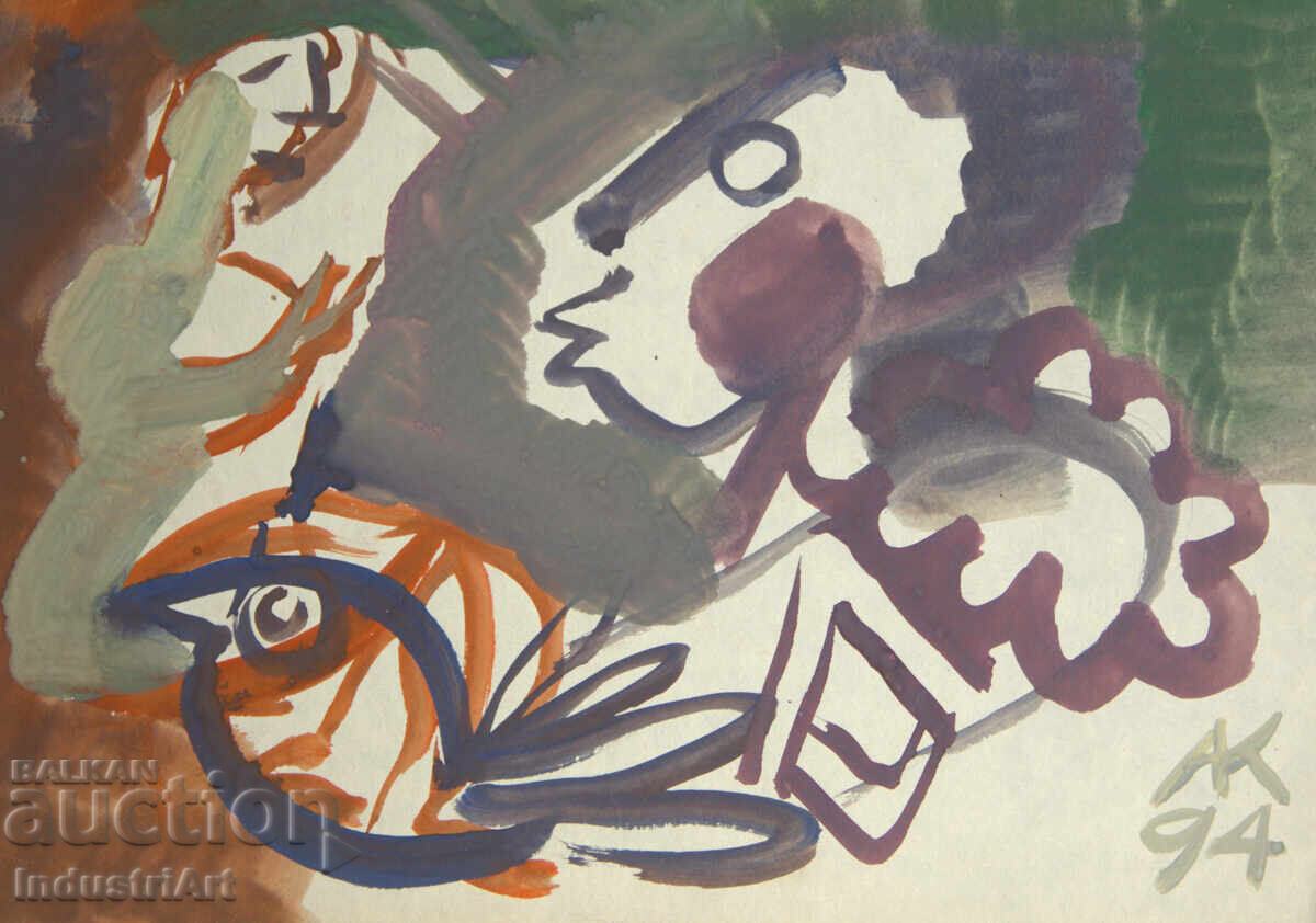 Παράδοση Σύγχρονη τέχνη ακουαρέλα Εξπρεσιονιστική σύνθεση