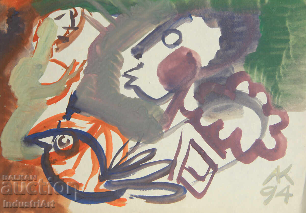 Σύγχρονη τέχνη ακουαρέλα Εξπρεσιονιστική σύνθεση