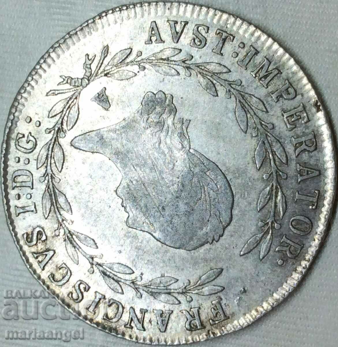 Livrarea 20 Kreuzer 1814 Austria A - Viena Franz I 1792-1835 6,6 ani Ag
