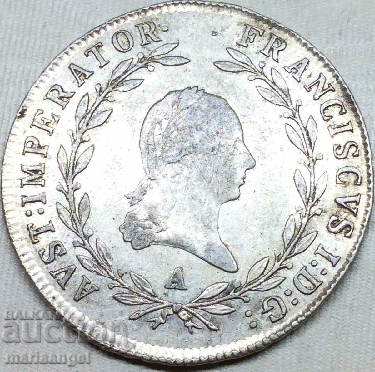 20 Kreuzer 1814 Austria A - Viena Franz I 1792-1835 6,6 ani Ag