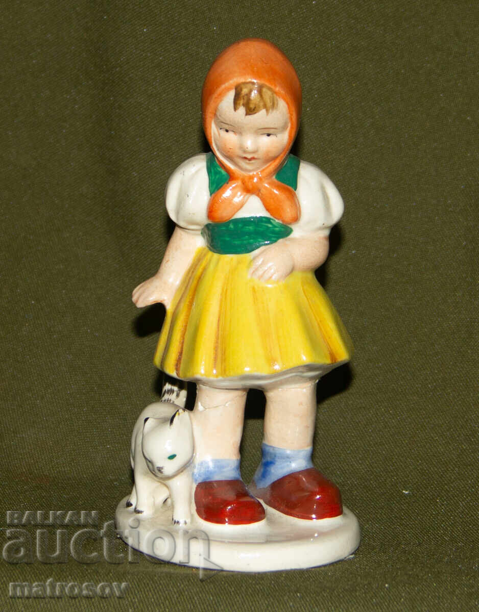 Old porcelain figurine of a girl with a cat with price 80.00 BGN | € 40.90