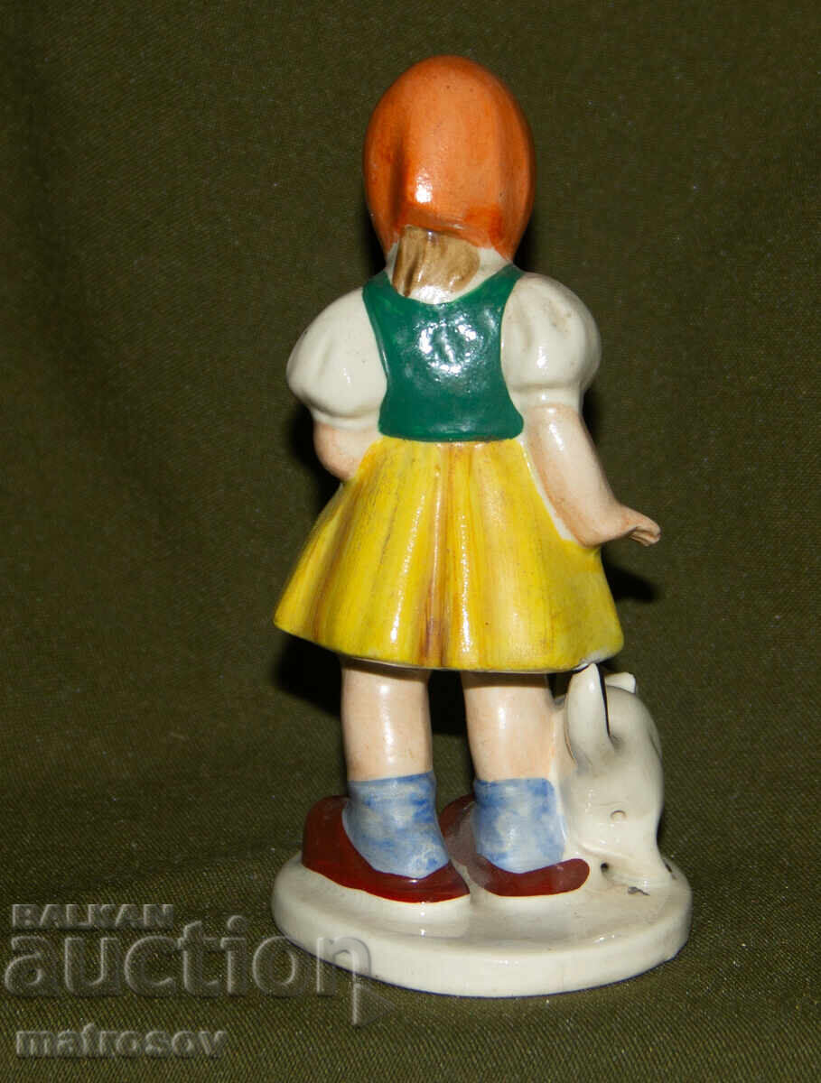 Delivery of Old porcelain figurine of a girl with a cat