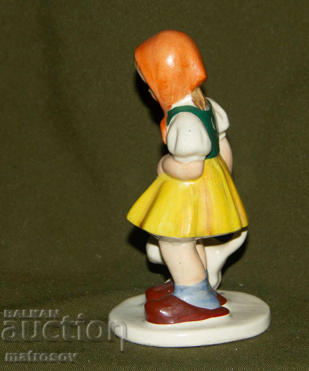 Old porcelain figurine of a girl with a cat - 5