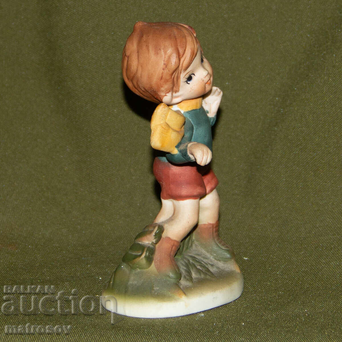 Old porcelain figurine, child on skates - 5