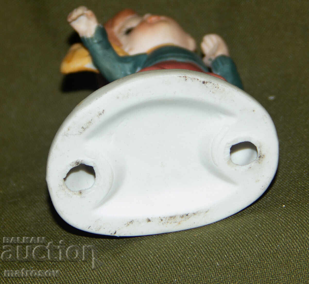 Old porcelain figurine, child on skates - 6