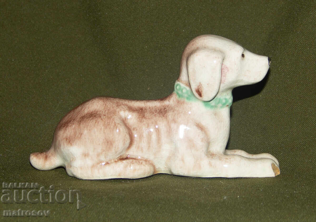 Old porcelain figurine, dog with price 100.00 BGN | € 51.13