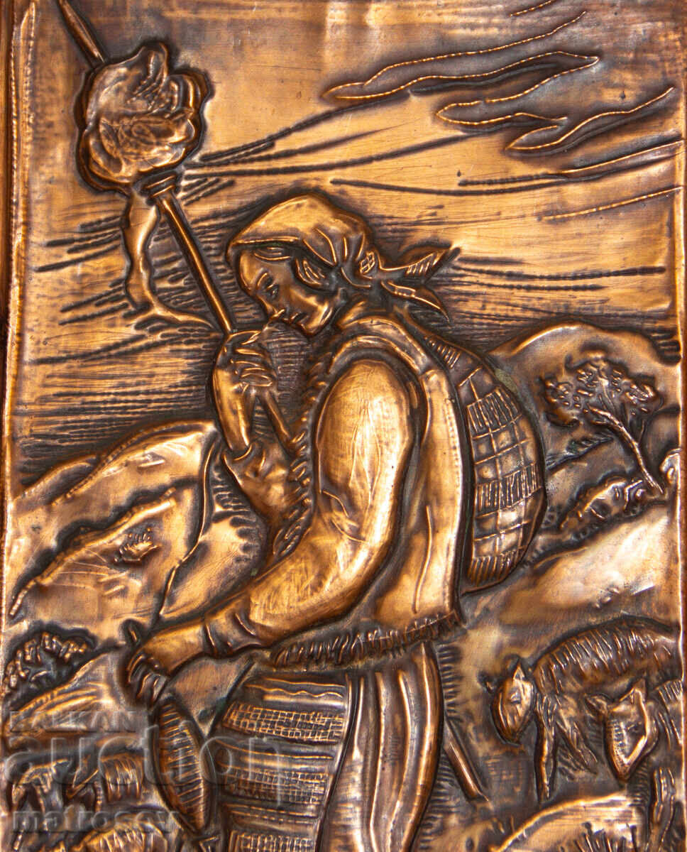 Delivery of Copper plaque bas-relief, pastoral landscape