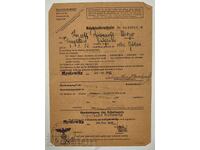 1943 PERMIS DE REVENIRE DIN CAUZĂ DE BOALĂ AL TREILEA REICH SVASTICĂ