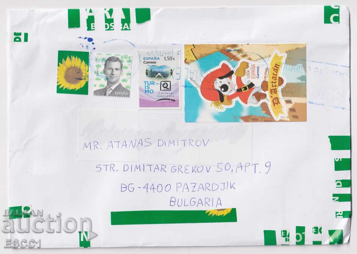 Пътувaл плик с блок Анимация 2019 и марка Туризъм от Испания