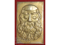 Plachetă de bronz basorelief, cap de bărbat