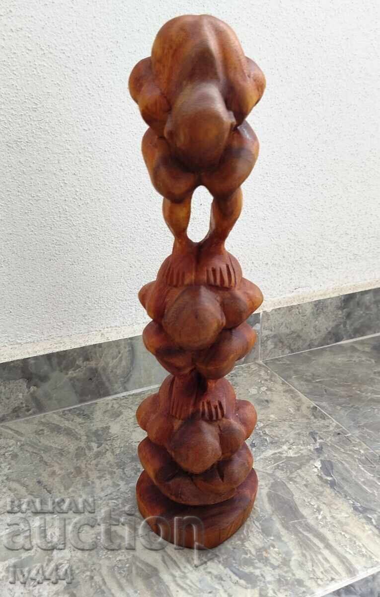 Auction OLD WOODEN ARTISTIC FIGURE - THE THREE YOGIS Auction OLD WOODEN ARTISTIC FIGURE - THE THREE YOGIS