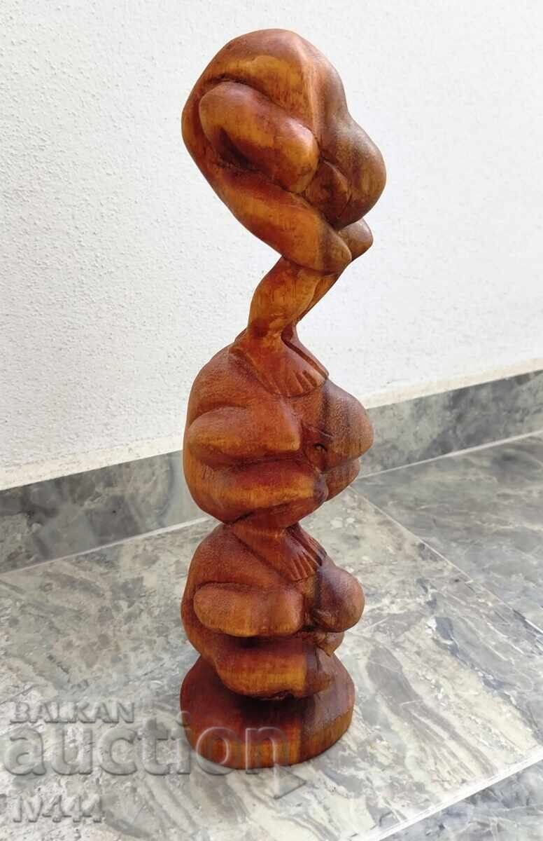 OLD WOODEN ARTISTIC FIGURE - THE THREE YOGIS