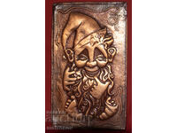 Plachetă de bronz rusească cu basorelief, gnom