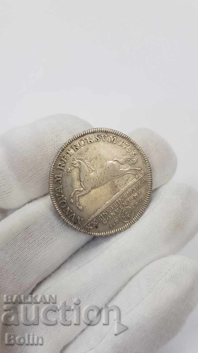 Rare Silver Coin 2/3 Thaler Germany 1765 - 6 Rare Silver Coin 2/3 Thaler Germany 1765 - 6