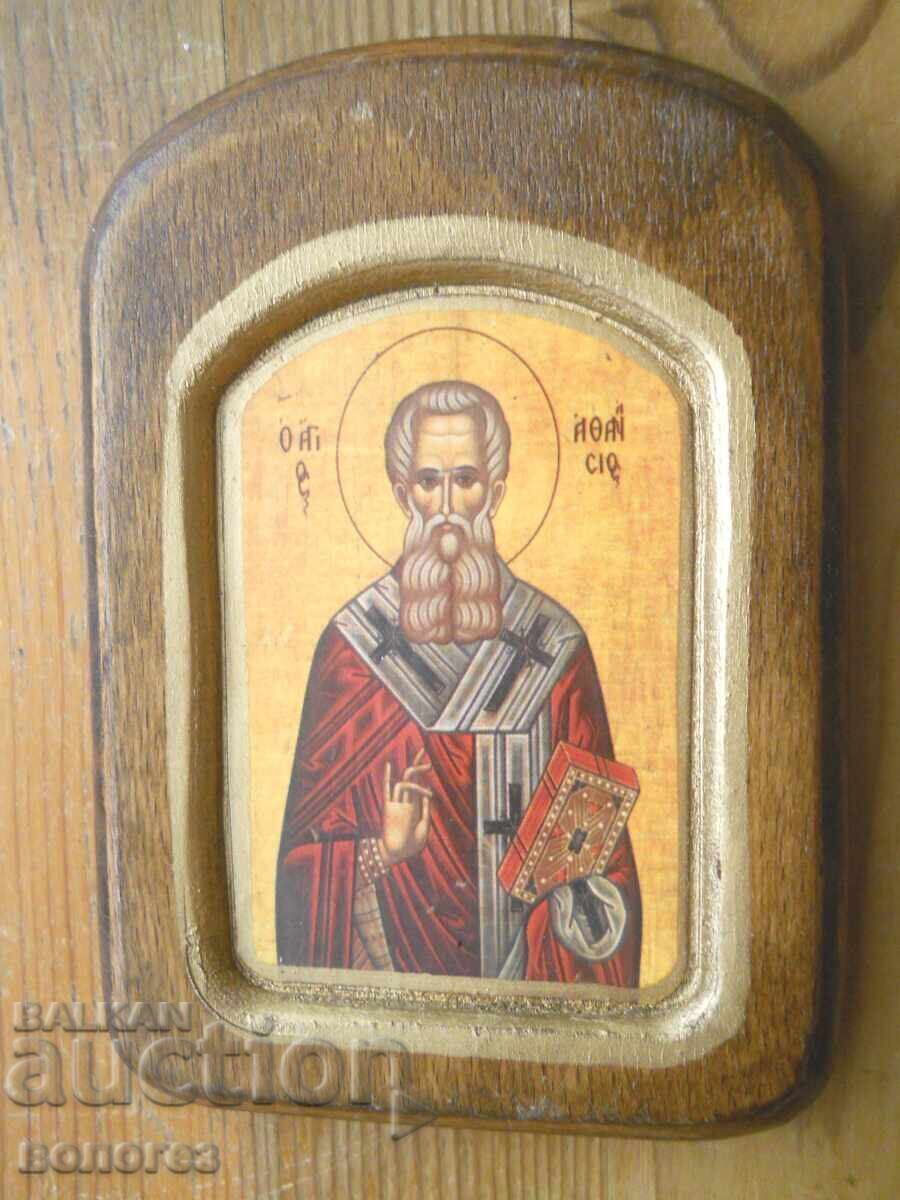 Orthodox wooden icon "St. Athanasius"