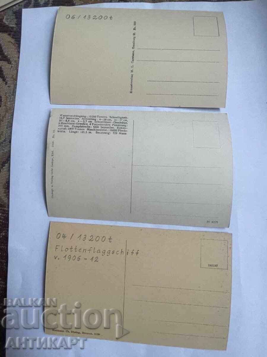 WWI German Navy Battleships Cruisers 3 Postcards - 5