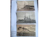 WWI German Navy Battleships Cruisers 3 Postcards