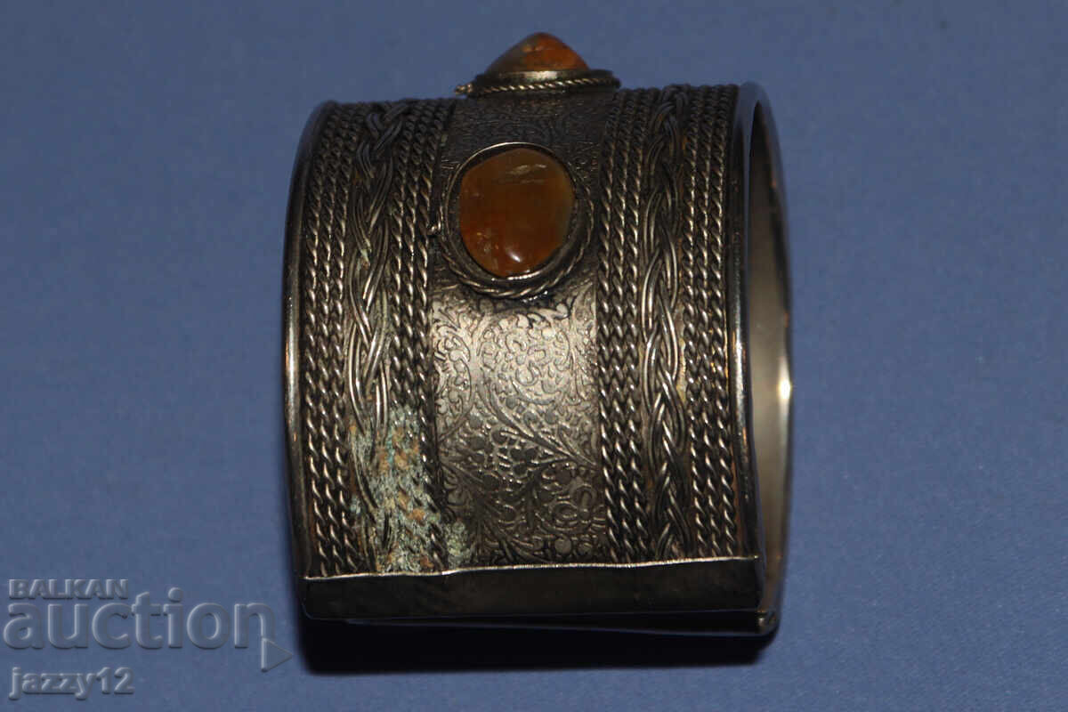 Παράδοση Σύγχρονο φαρδύ ρυθμιζόμενο ασημένιο βραχιόλι