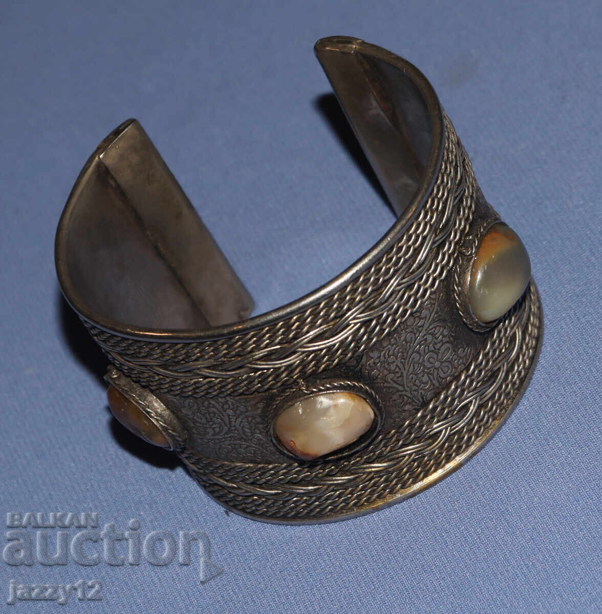 Σύγχρονο φαρδύ ρυθμιζόμενο ασημένιο βραχιόλι - 7