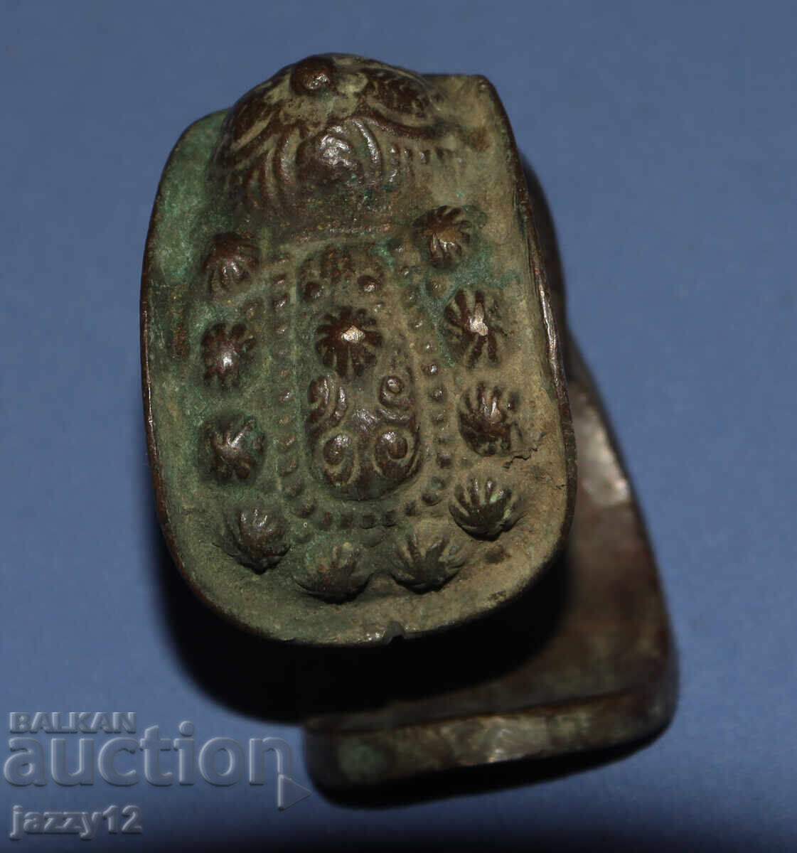 Old bronze bracelet slingshot with cross - 6 Old bronze bracelet slingshot with cross - 6