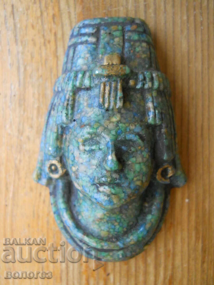 Wall plaque made of crushed malachite "El Arte Azteca" - Mexico