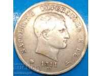 Napoleon 5 Lire 1811 France for Italy M - Milan 24.59g