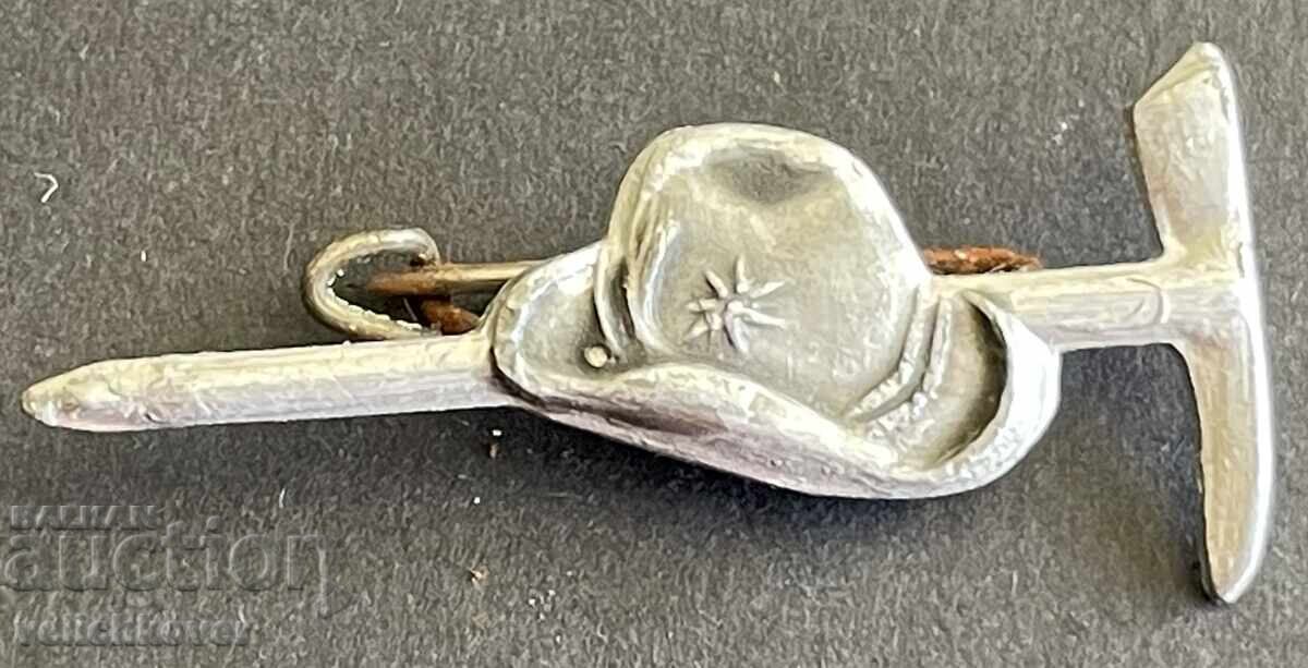 41769 Bulgaria Tourist Sign Pickaxe and Hat