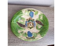 Farfurie rară de ceramică bulgărească de perete cu stema regală