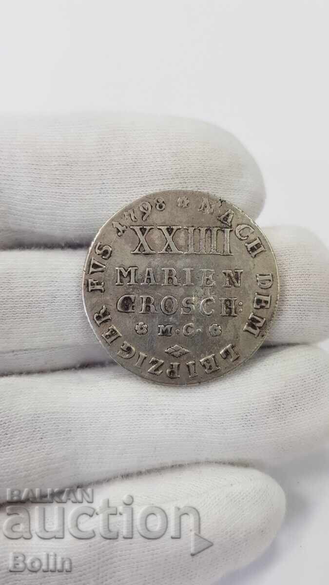 Rare Silver Coin 2/3 Thaler 1798 24 - MARIEN GROSCH - 7