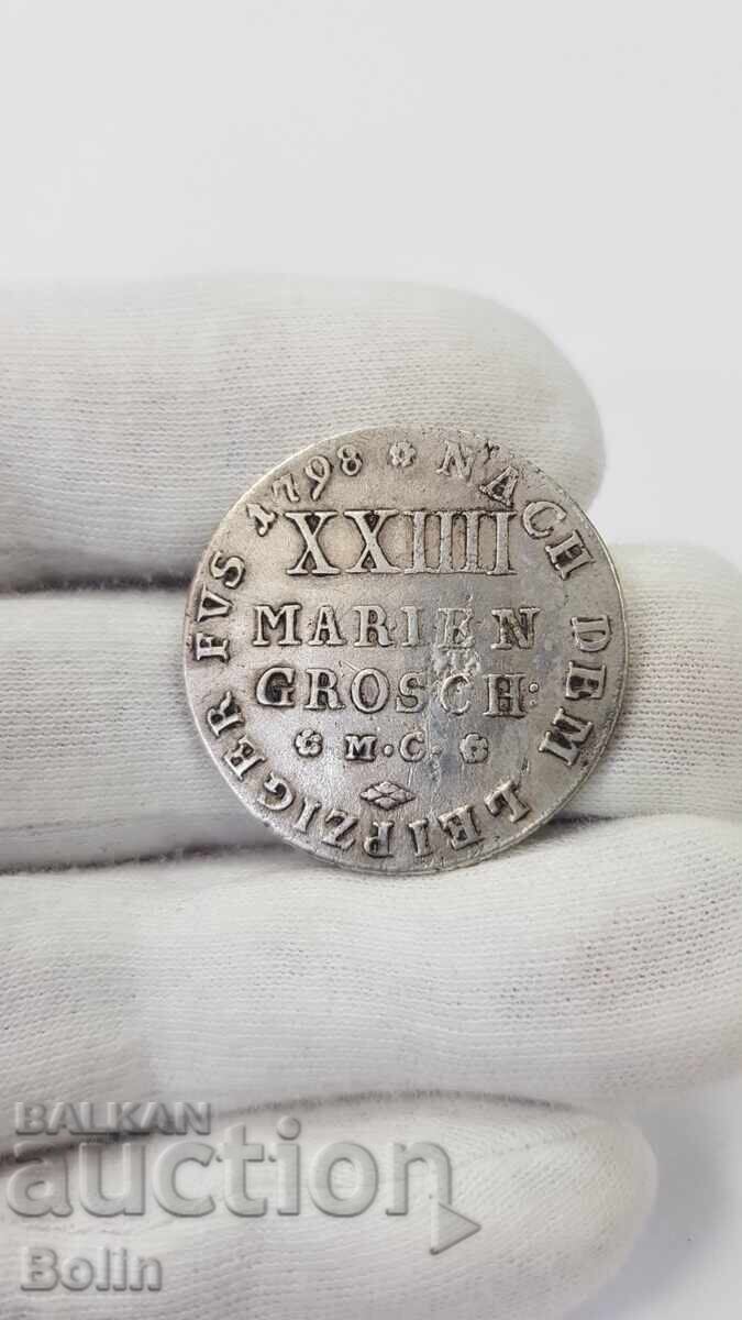 Rare Silver Coin 2/3 Thaler 1798 24 - MARIEN GROSCH