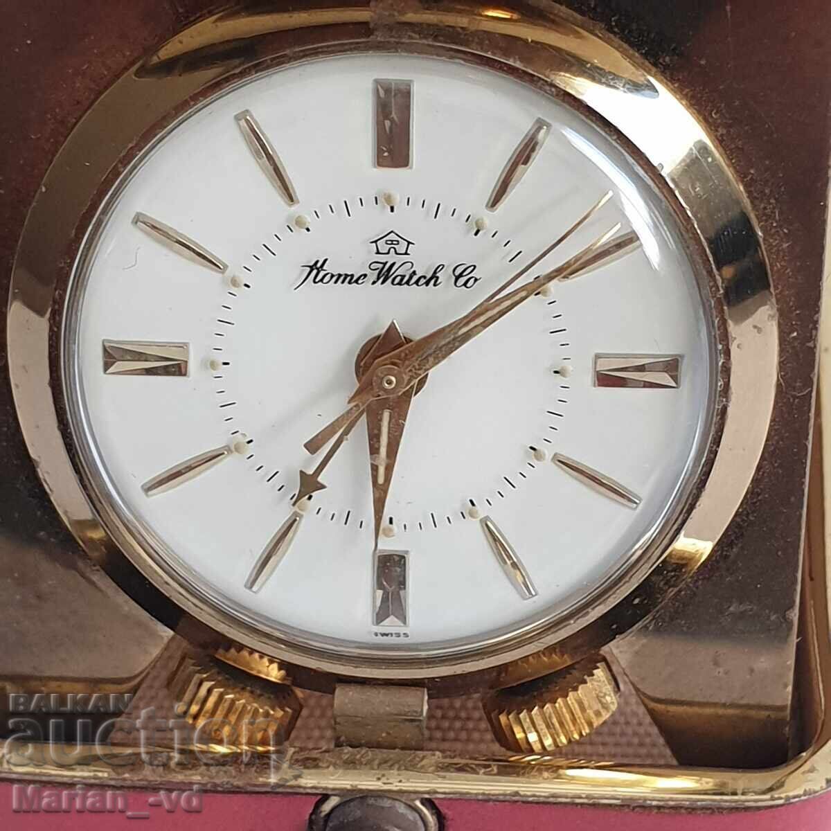 Auction Vintage Home Clock Co. Mini Alarm Clock in Leather Case Auction Vintage Home Clock Co. Mini Alarm Clock in Leather Case