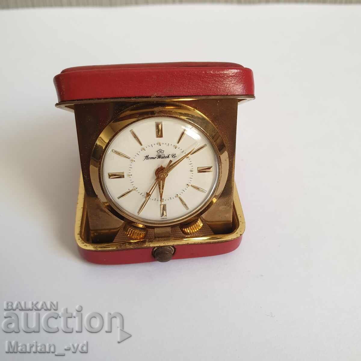 Vintage Home Clock Co. Mini Alarm Clock in Leather Case Vintage Home Clock Co. Mini Alarm Clock in Leather Case