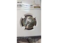 MS 62 - Βουλγαρικό ασημένιο νόμισμα τσάρου 1 λέβα 1913 NGC