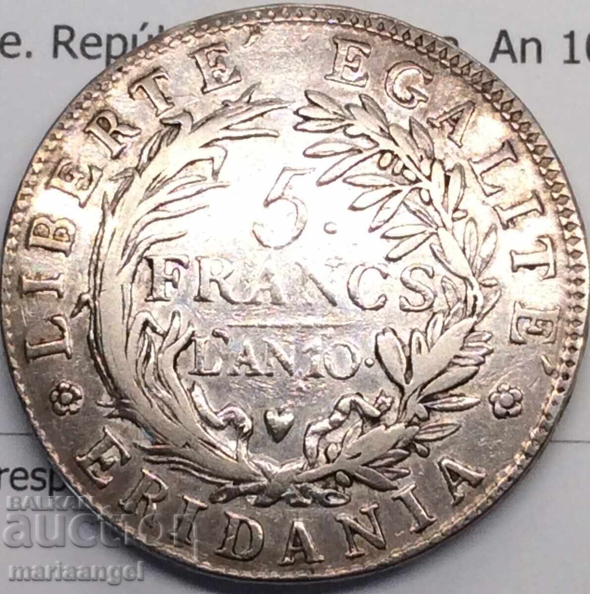 Napoleon 5 Franc LaN 10 (1802) Subalpina 24.78g silver with price 344.00 BGN | € 175.88 Napoleon 5 Franc LaN 10 (1802) Subalpina 24.78g silver with price 344.00 BGN | € 175.88