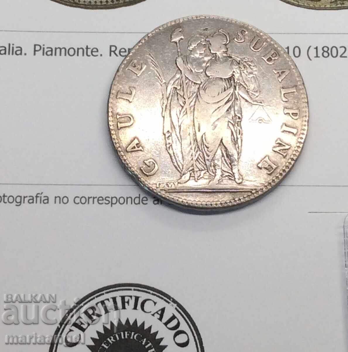 Auction Napoleon 5 Franc LaN 10 (1802) Subalpina 24.78g silver Auction Napoleon 5 Franc LaN 10 (1802) Subalpina 24.78g silver